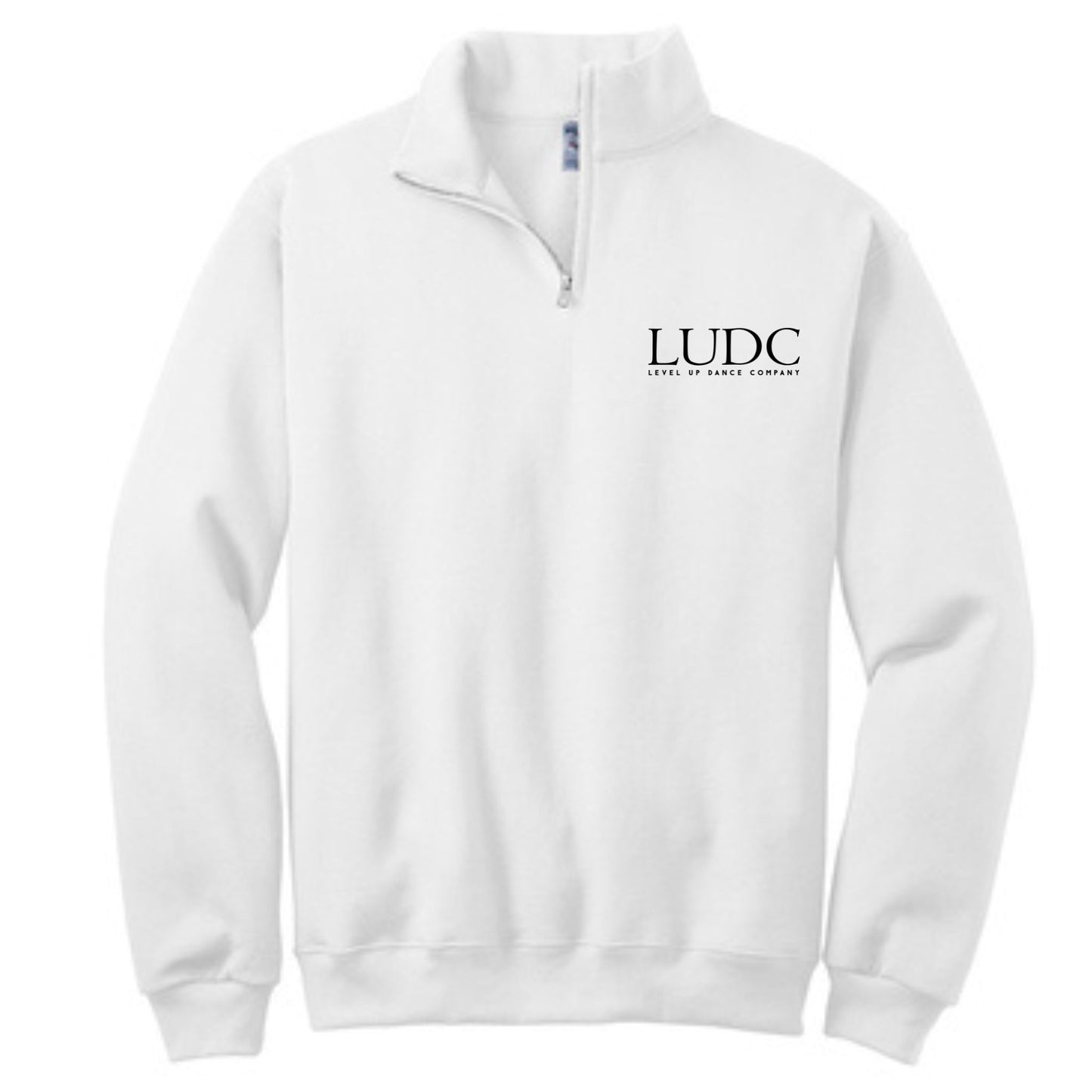 LUDC 1/4 Zip Cadet Collar Sweatshirt with -Embroidered- LUDC Text Logo