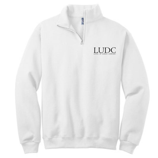 LUDC 1/4 Zip Cadet Collar Sweatshirt with -Embroidered- LUDC Text Logo