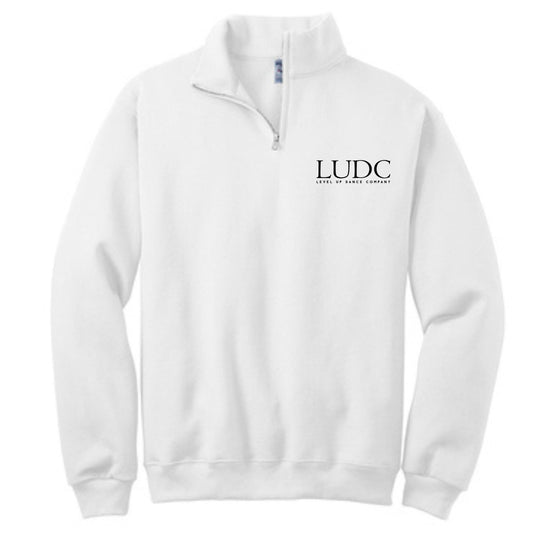 LUDC 1/4 Zip Cadet Collar Sweatshirt with -PRINTED- LUDC Text Logo