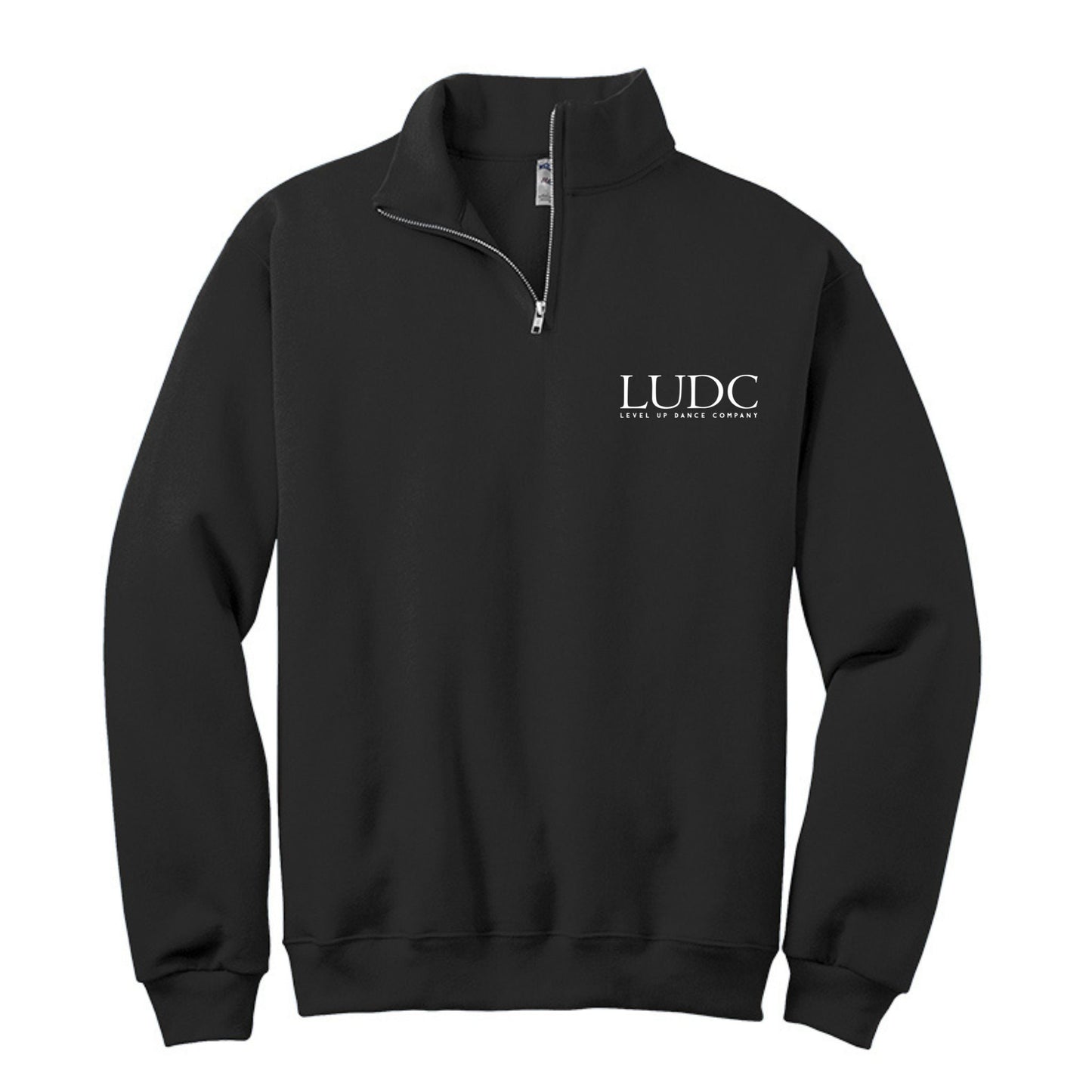 LUDC 1/4 Zip Cadet Collar Sweatshirt with -PRINTED- LUDC Text Logo