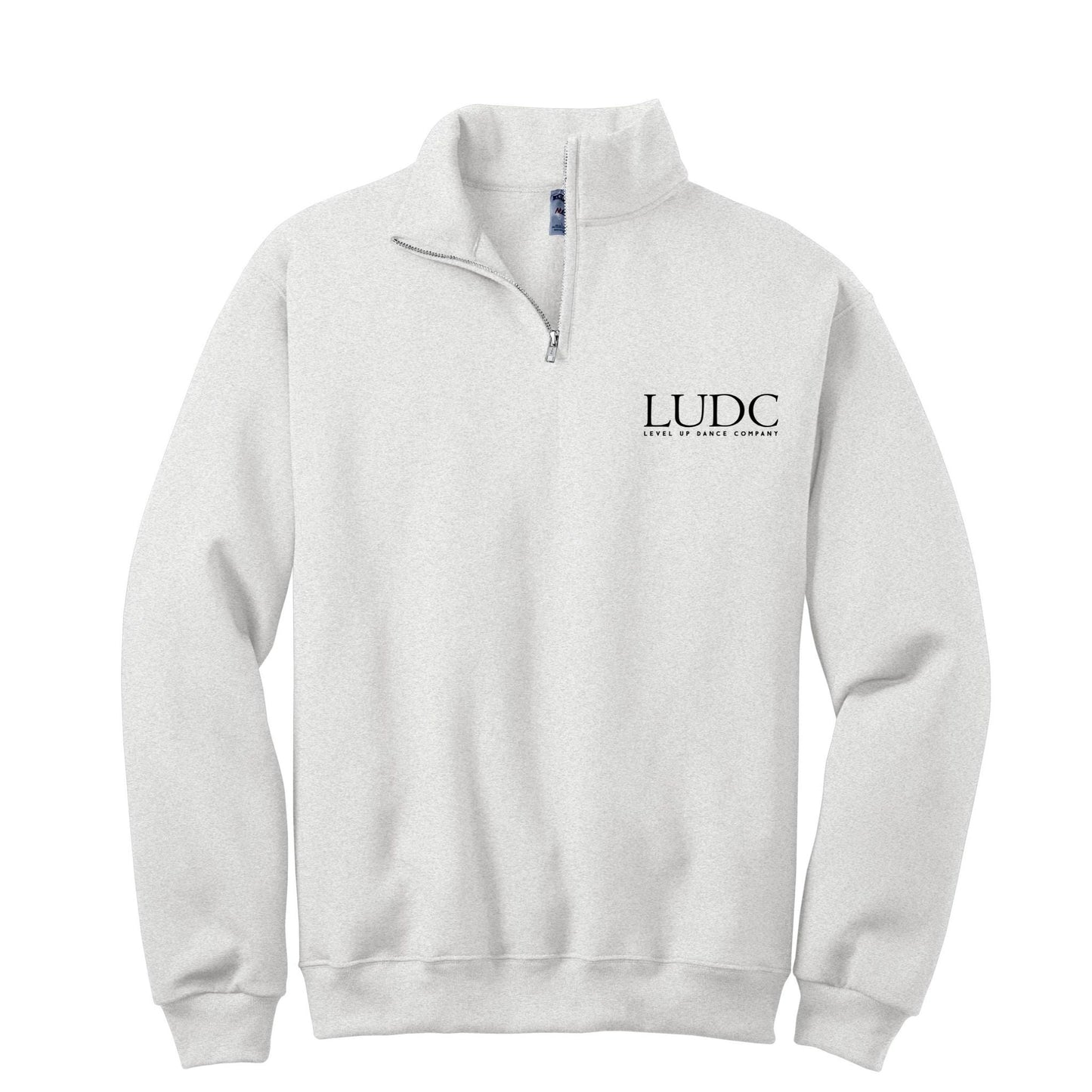 LUDC 1/4 Zip Cadet Collar Sweatshirt with -PRINTED- LUDC Text Logo