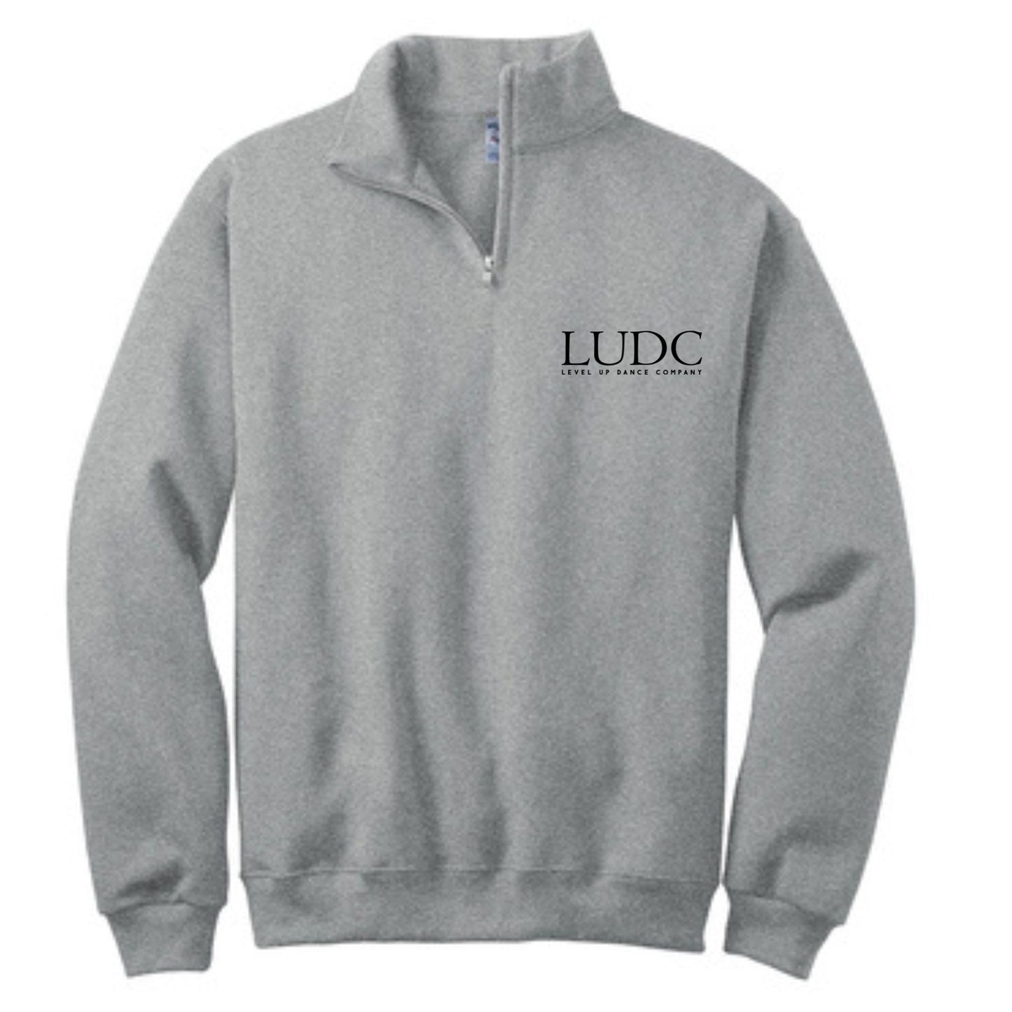 LUDC 1/4 Zip Cadet Collar Sweatshirt with -Embroidered- LUDC Text Logo