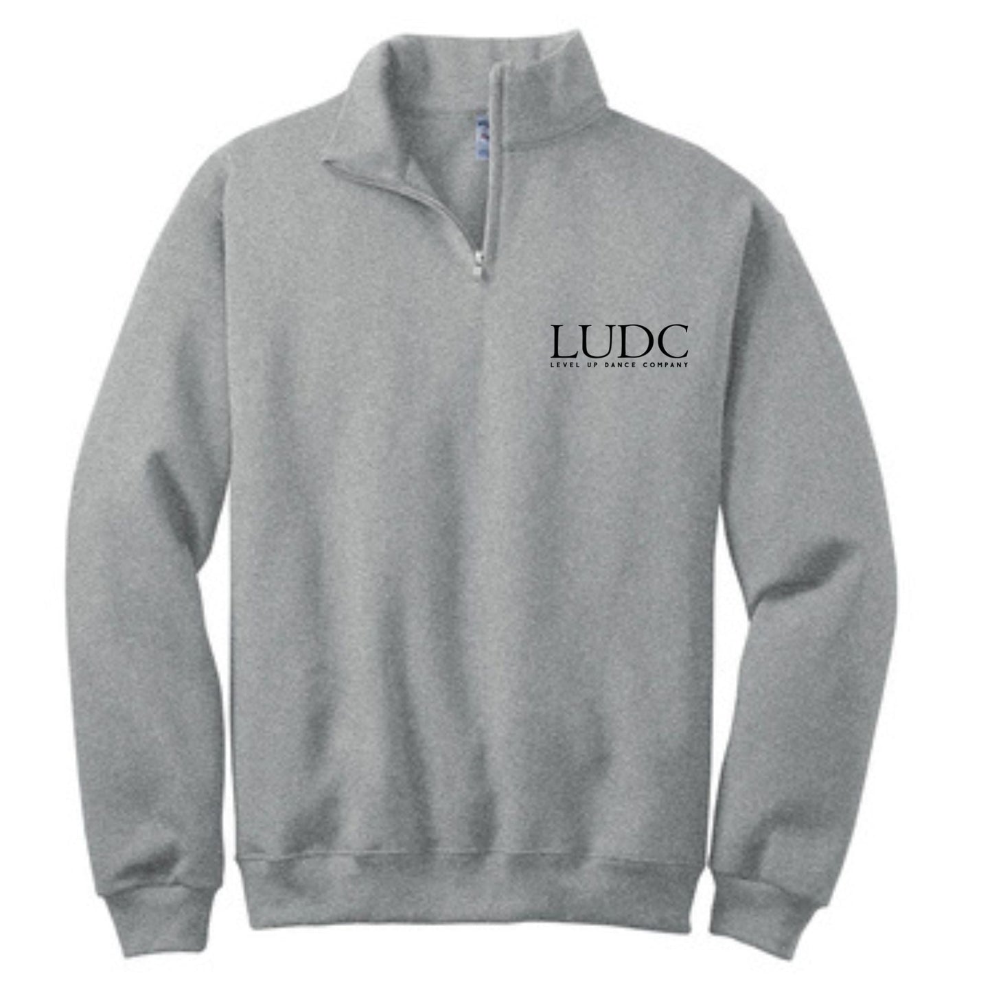 LUDC 1/4 Zip Cadet Collar Sweatshirt with -PRINTED- LUDC Text Logo