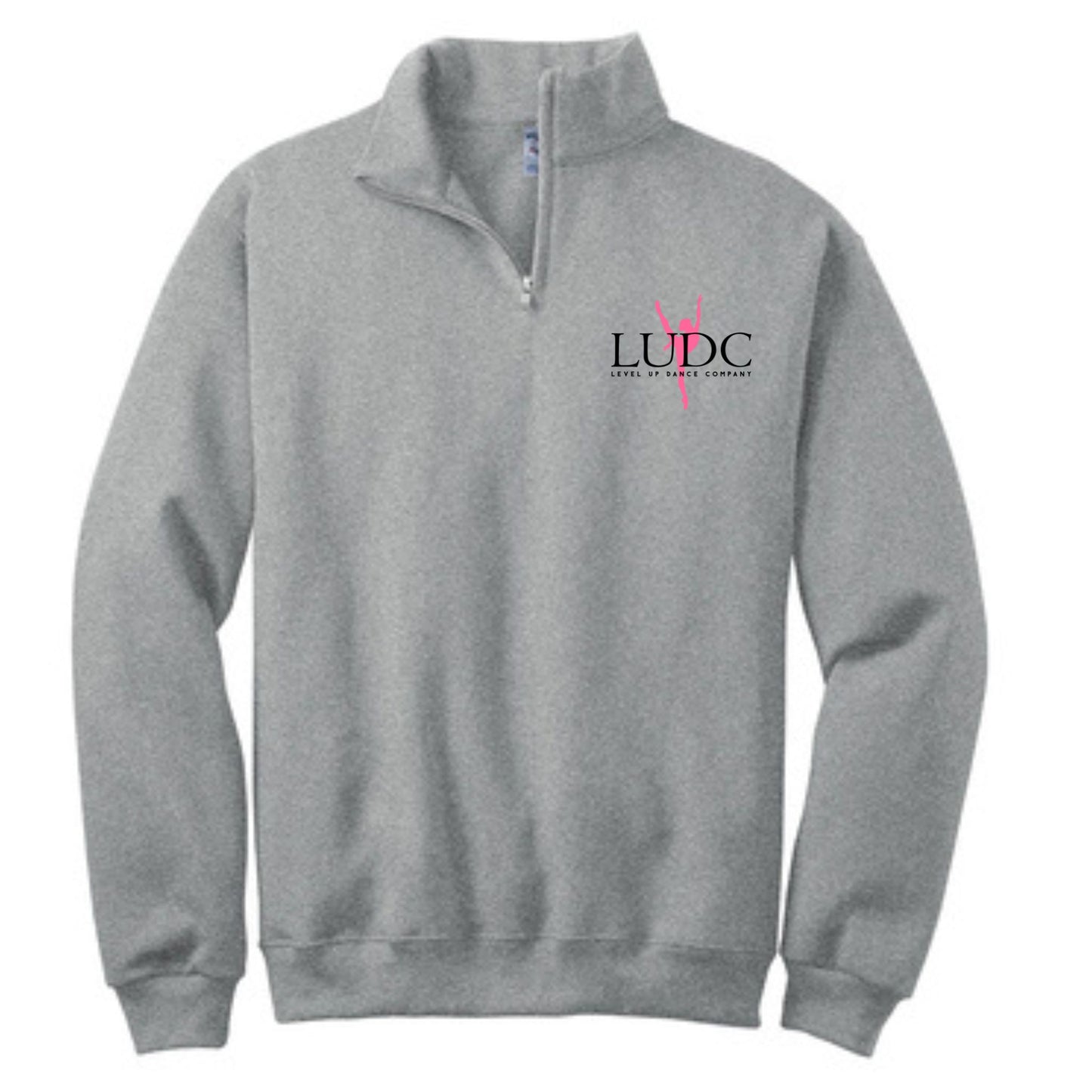 LUDC 1/4 Zip Cadet Collar Sweatshirt with -Embroidered- LUDC Dancer Logo